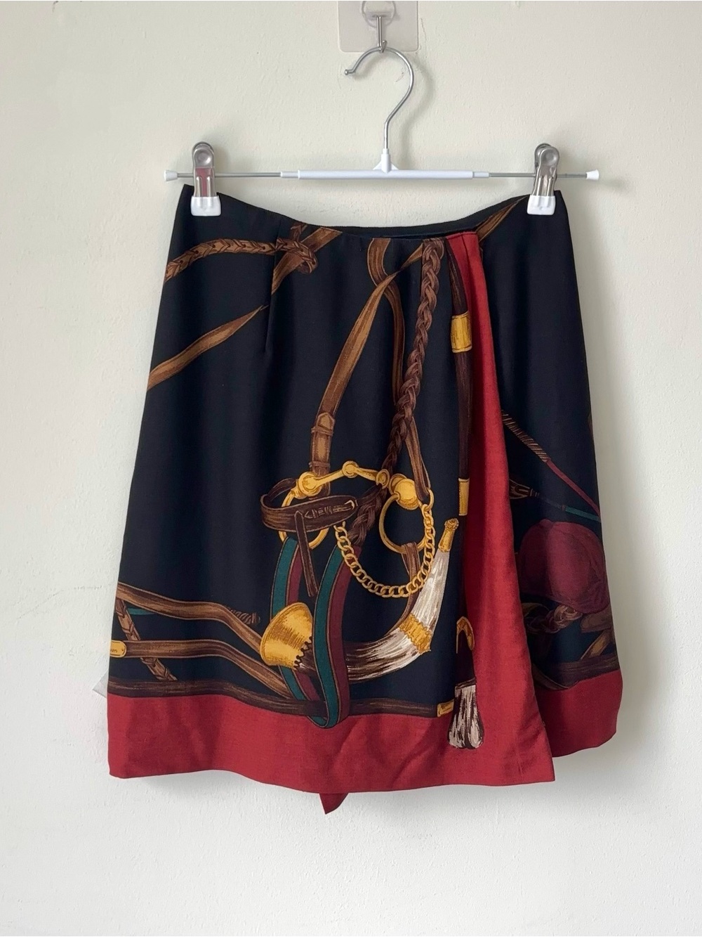 Vintage Ralph Lauren 100% Wool Equestrian Horse Bit Wrap Skirt Size 4 USA